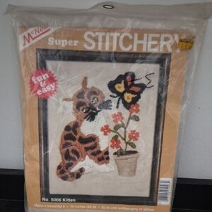 McNeil Super Stitcher Kitten Embroidery Kit Circa 1979 NEW OLD STOCK Crewel